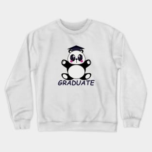 Cute Kids Panda in Graduation Cartoon Crewneck Sweatshirt